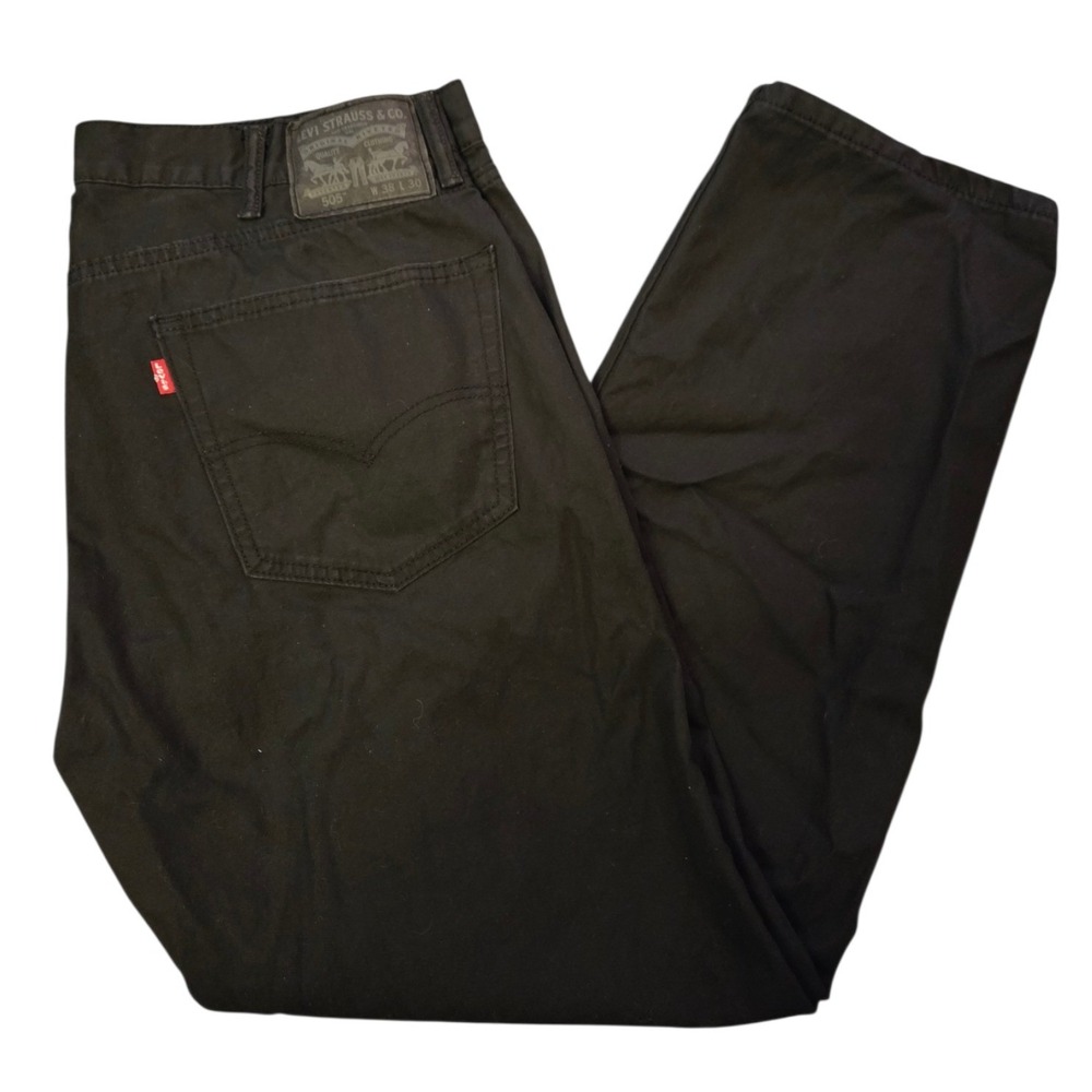Levis 505 Regular Fit Black Straight Leg Mens Pants 38x30 W38 L30
